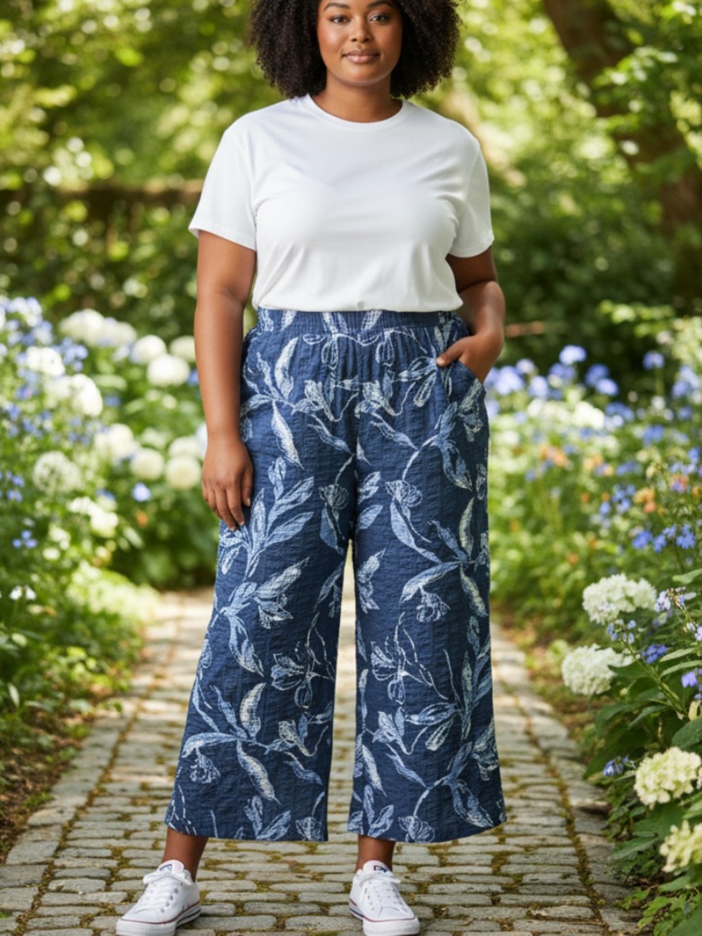 Habitat Blue Floral Wide-Leg Pants